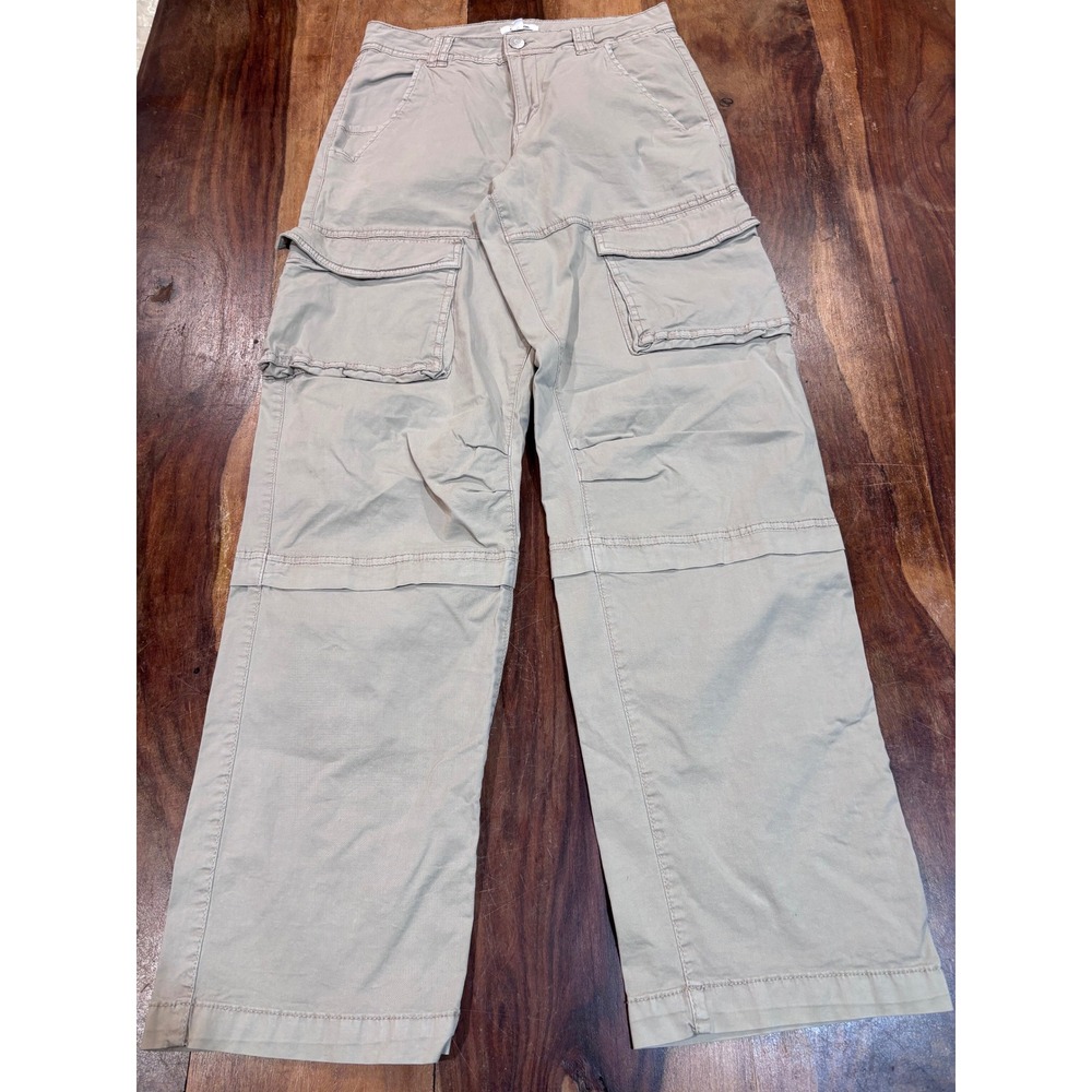 GARAGE cargo pants women size 5 khaki wide leg utility high rise cotton safari